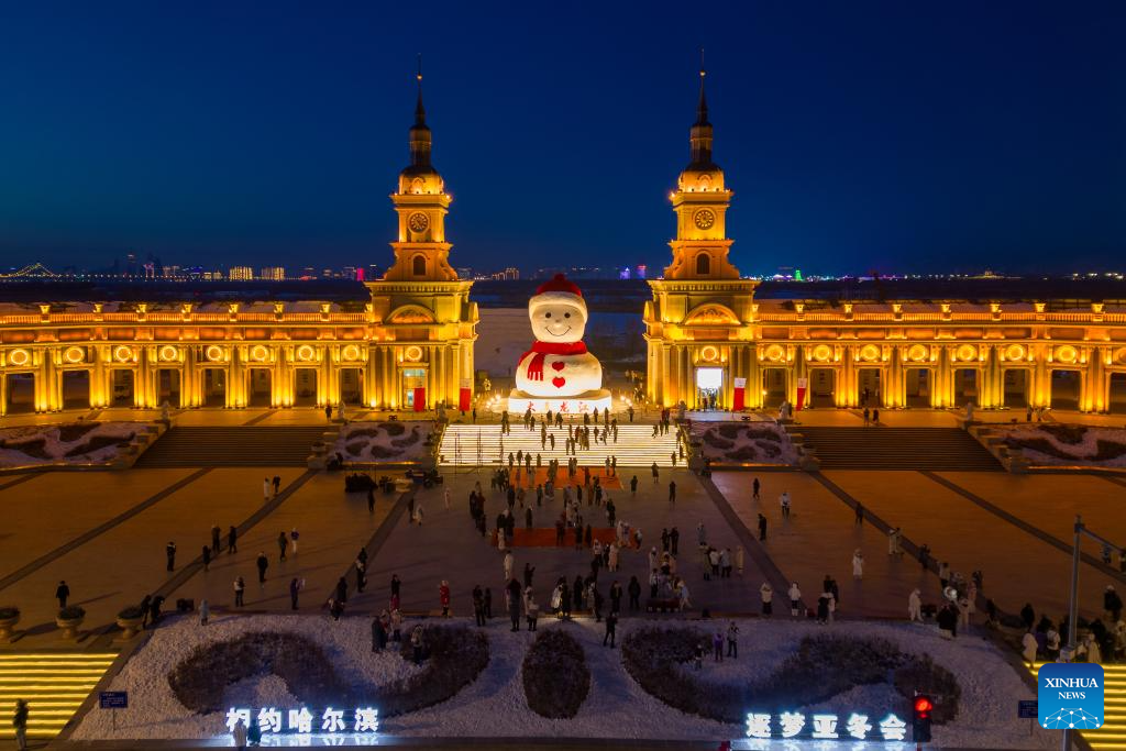 In pics: giant snowman in China's Harbin