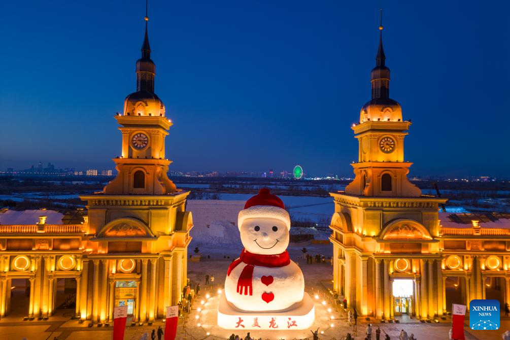 In pics: giant snowman in China's Harbin