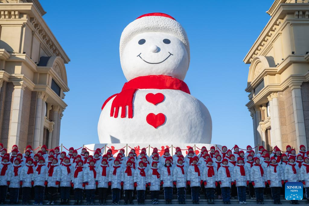 In pics: giant snowman in China's Harbin