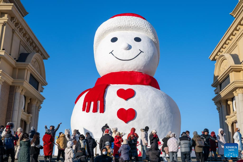 In pics: giant snowman in China's Harbin