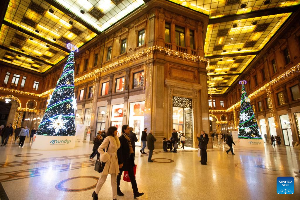 Festive decorations seen in Rome