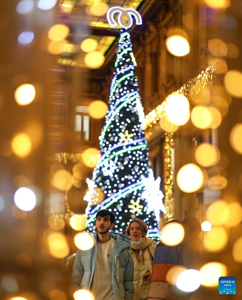 Festive decorations seen in Rome