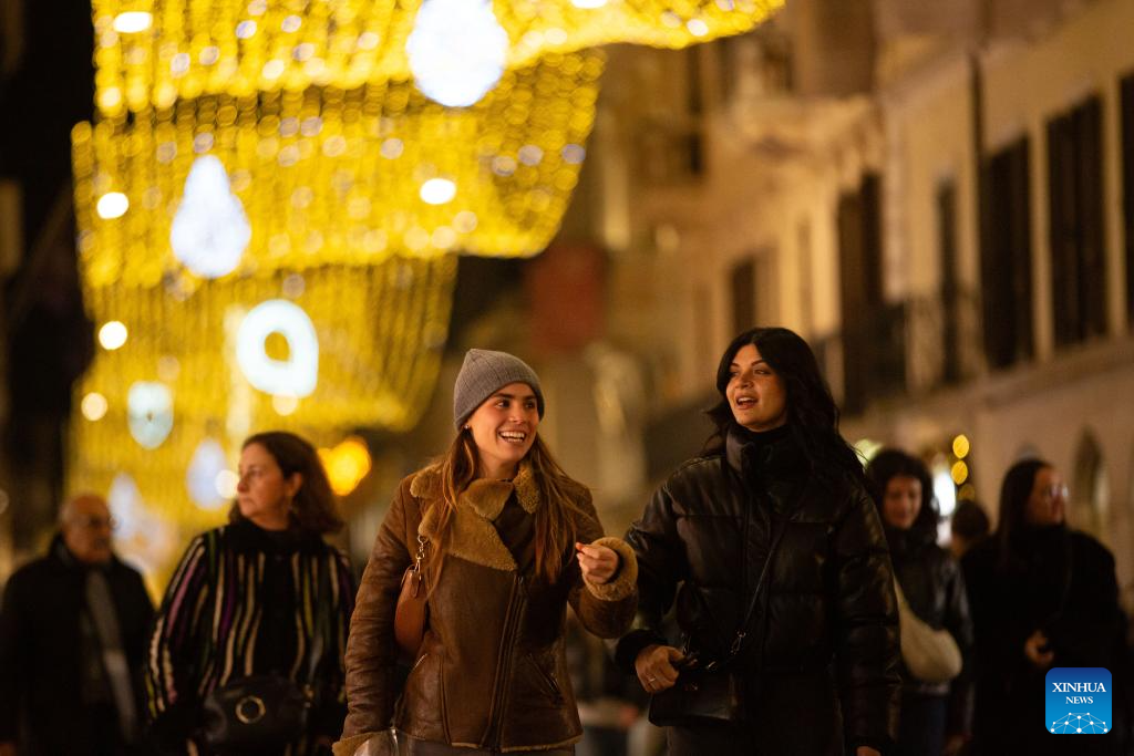 Festive decorations seen in Rome