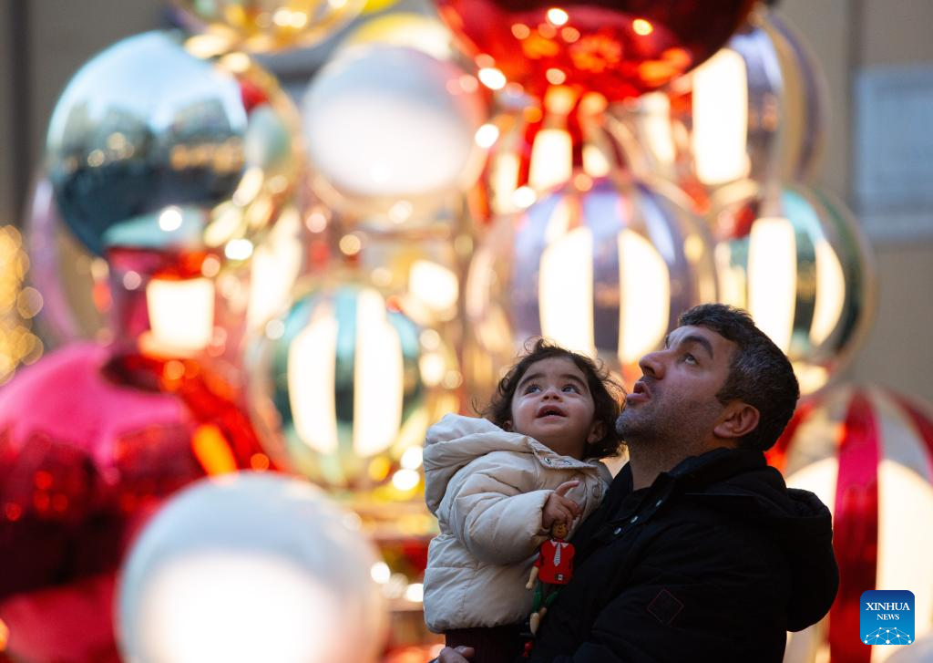 Festive decorations seen in Rome