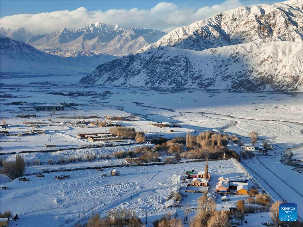 Winter scenery in Taxkorgan Tajik Autonomous County, China's Xinjiang