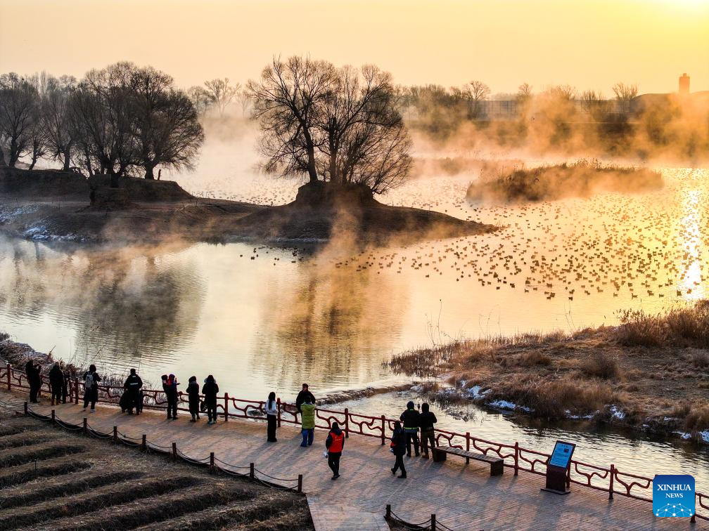 View of Dahei River country park in Hohhot, N China's Inner Mongolia