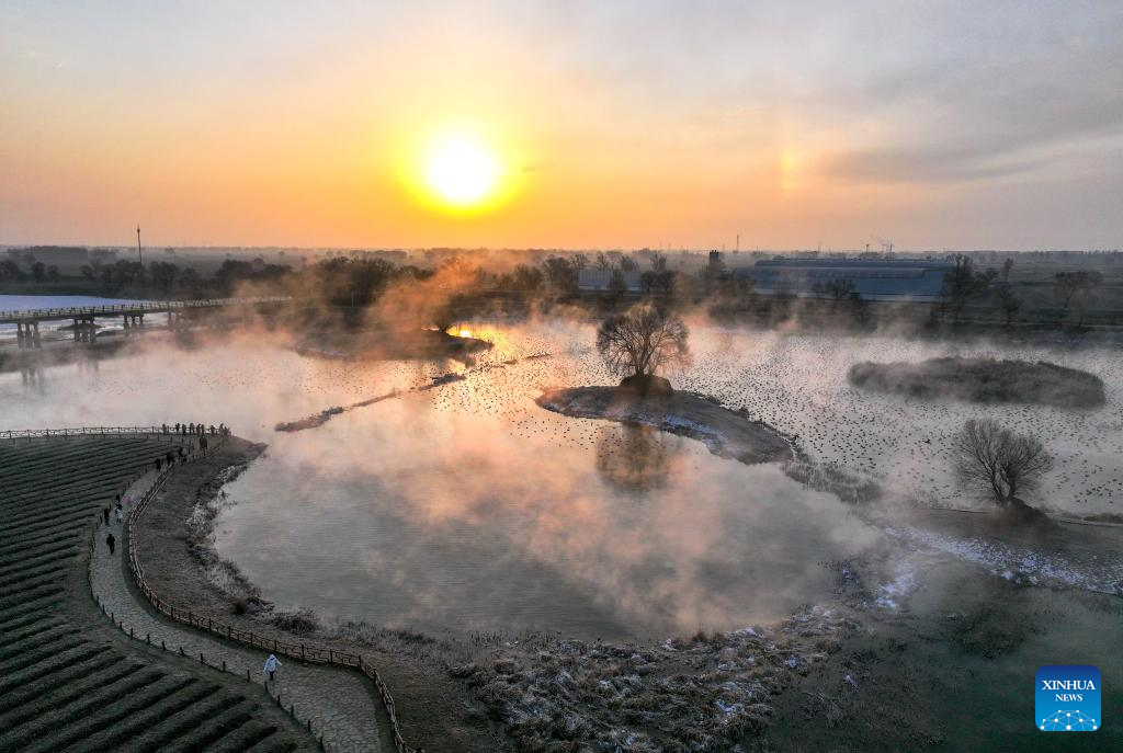 View of Dahei River country park in Hohhot, N China's Inner Mongolia