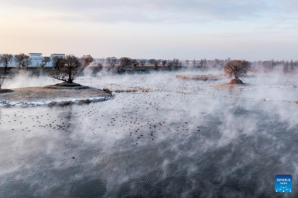 View of Dahei River country park in Hohhot, N China's Inner Mongolia