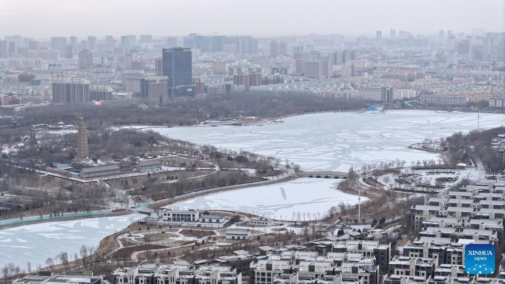 View of snow in Yinchuan, NW China