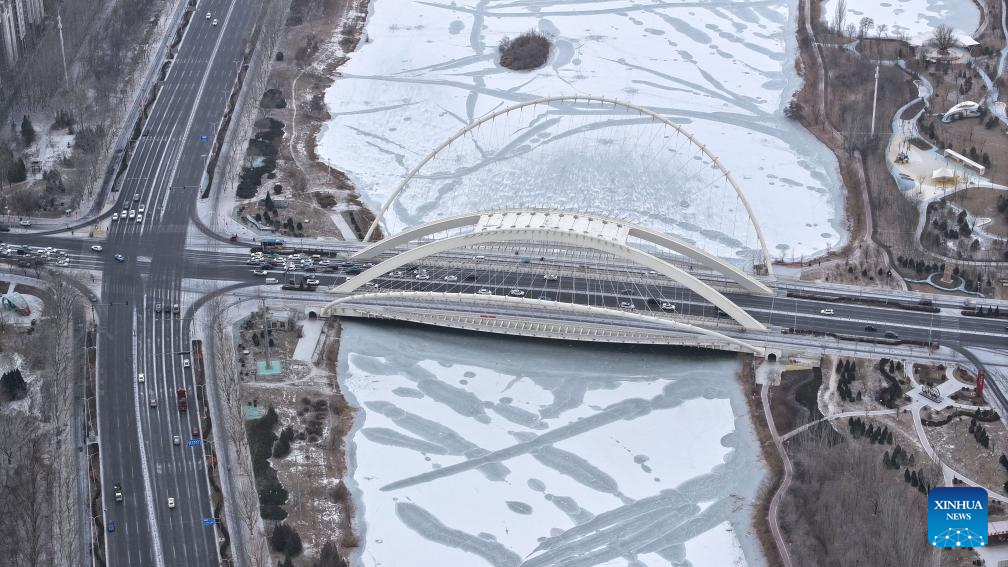 View of snow in Yinchuan, NW China