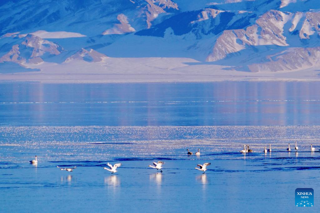 View of Sayram Lake in China's Xinjiang