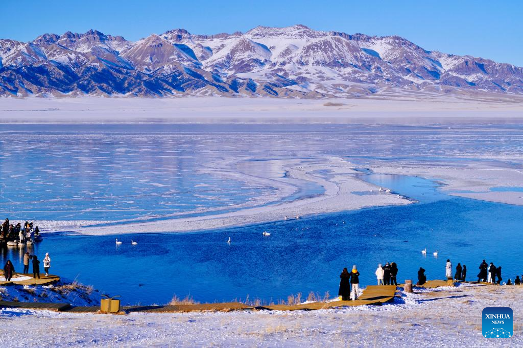 View of Sayram Lake in China's Xinjiang