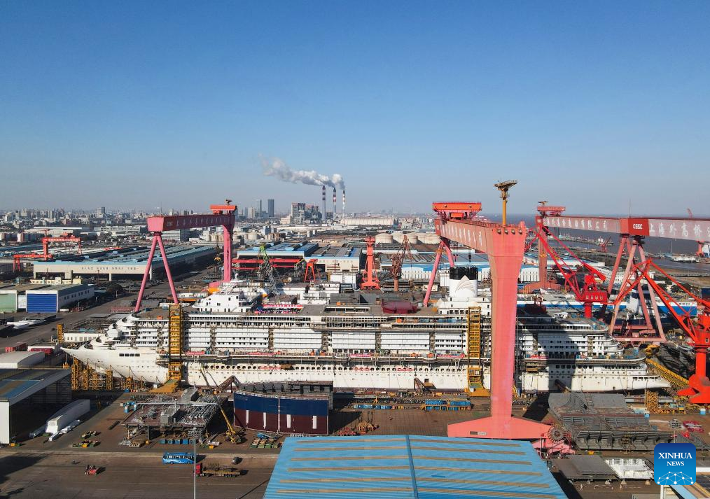 China completes main structure of 2nd homegrown large cruise ship