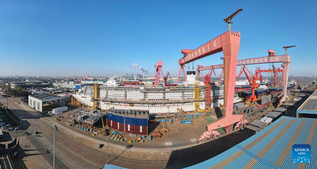 China completes main structure of 2nd homegrown large cruise ship