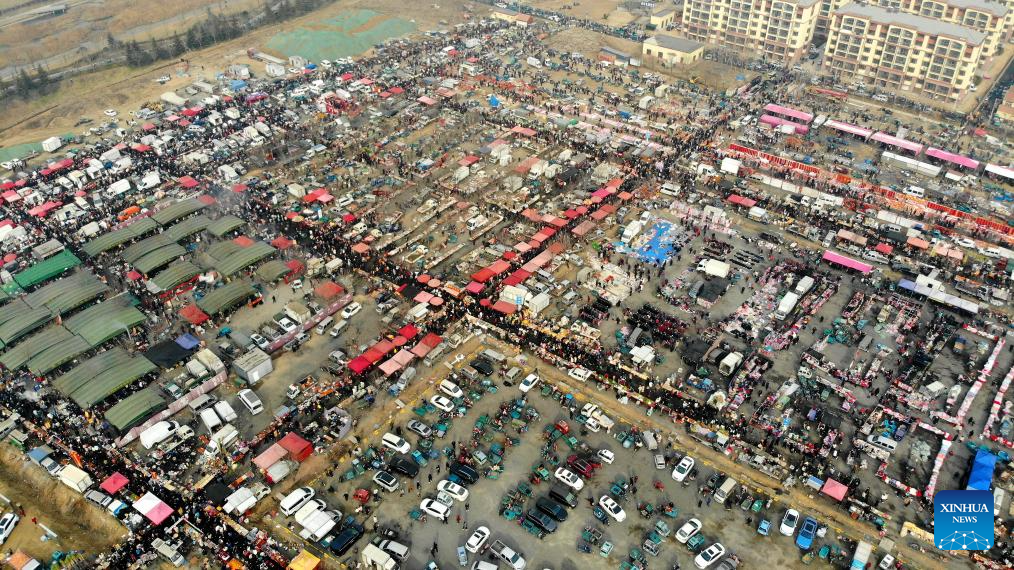 Traditional market in Qingdao attracts visitors ahead of Spring Festival