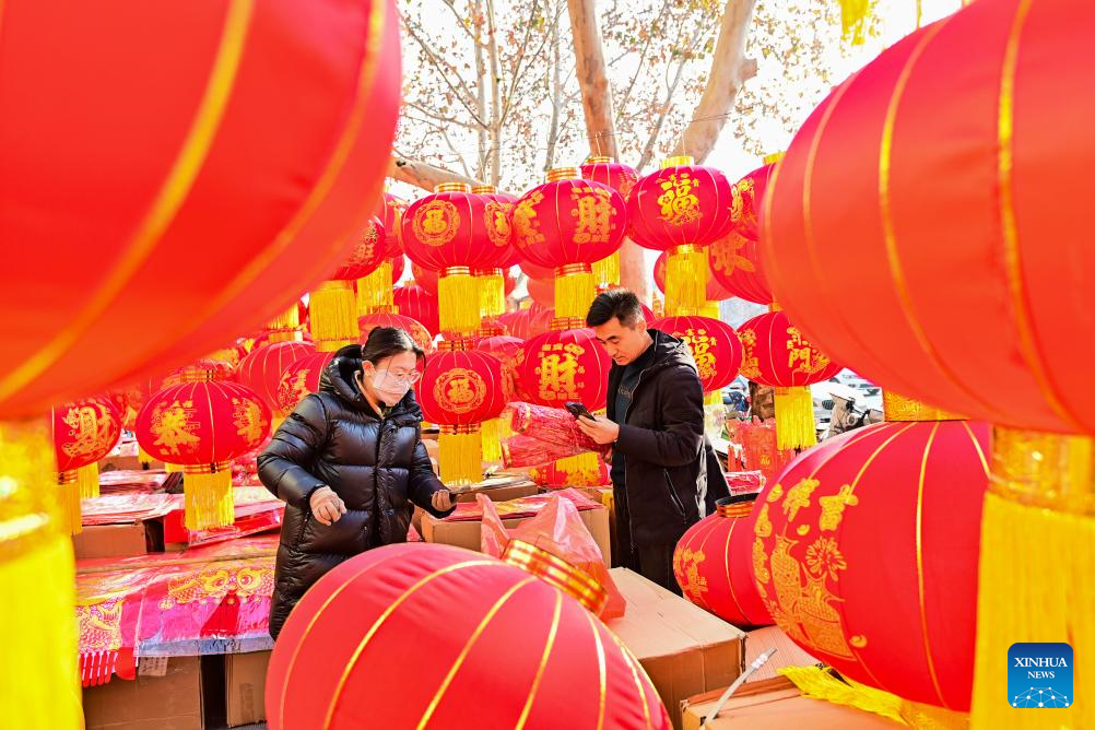 Lanterns, light installations arranged across China for upcoming Spring Festival