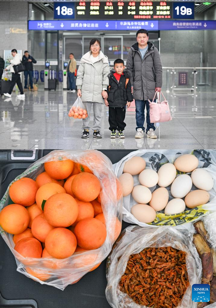 People package specialities from home as Spring Festival holiday comes to end