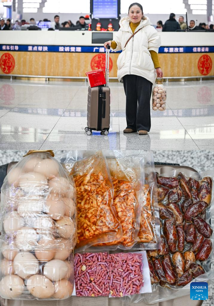 People package specialities from home as Spring Festival holiday comes to end