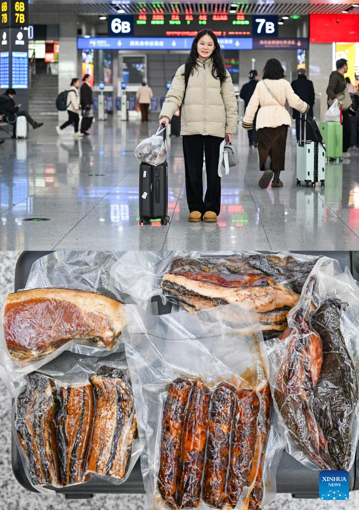 People package specialities from home as Spring Festival holiday comes to end