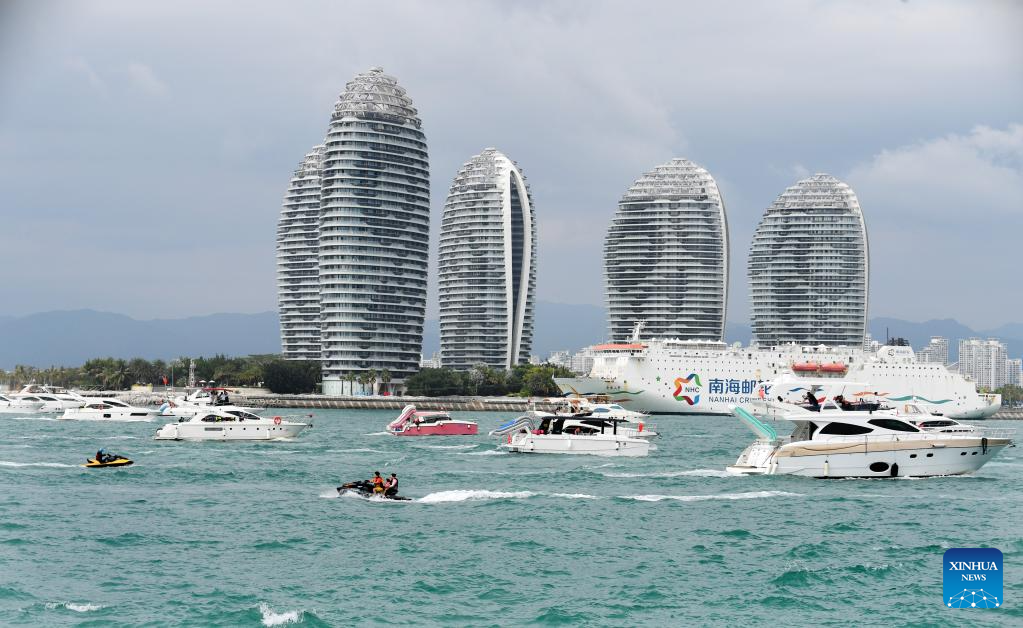 Tourists take yachts to have fun in Sanya, China's Hainan