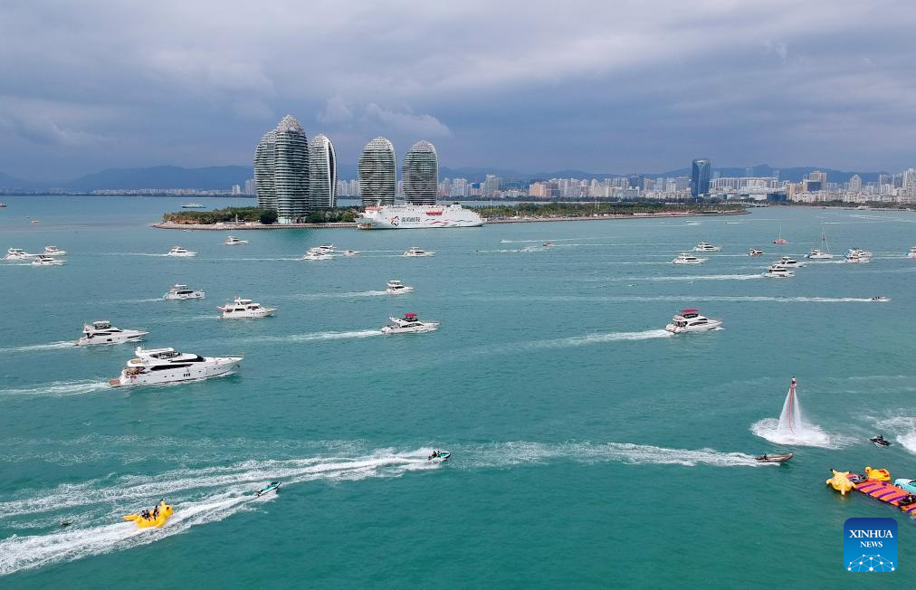 Tourists take yachts to have fun in Sanya, China's Hainan