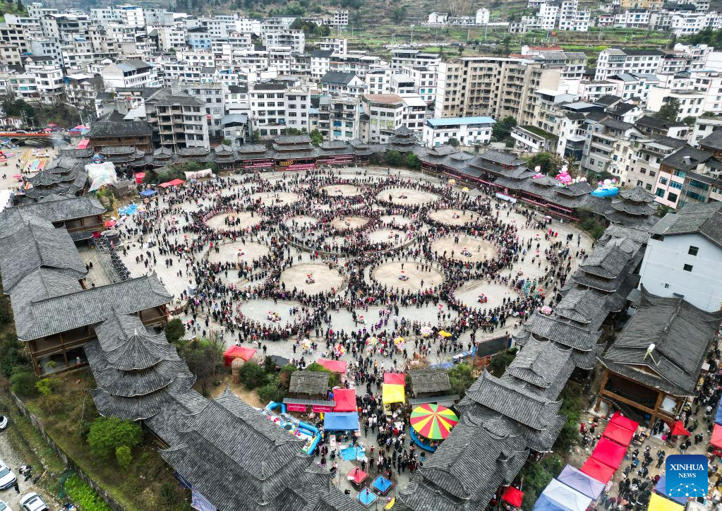 Miao ethnic group celebrate Gannangxiang festival in SW China's Guizhou