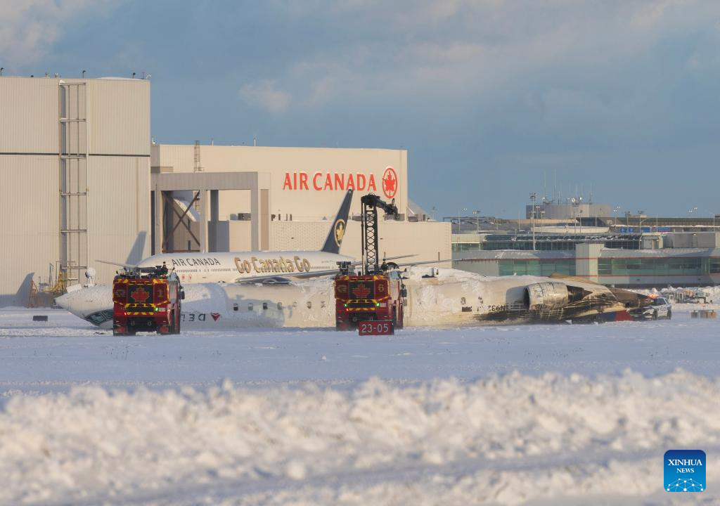 Plane overturns during landing at Toronto's Pearson airport