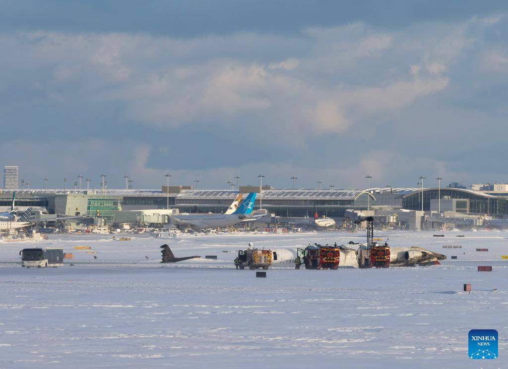 Plane overturns during landing at Toronto's Pearson airport