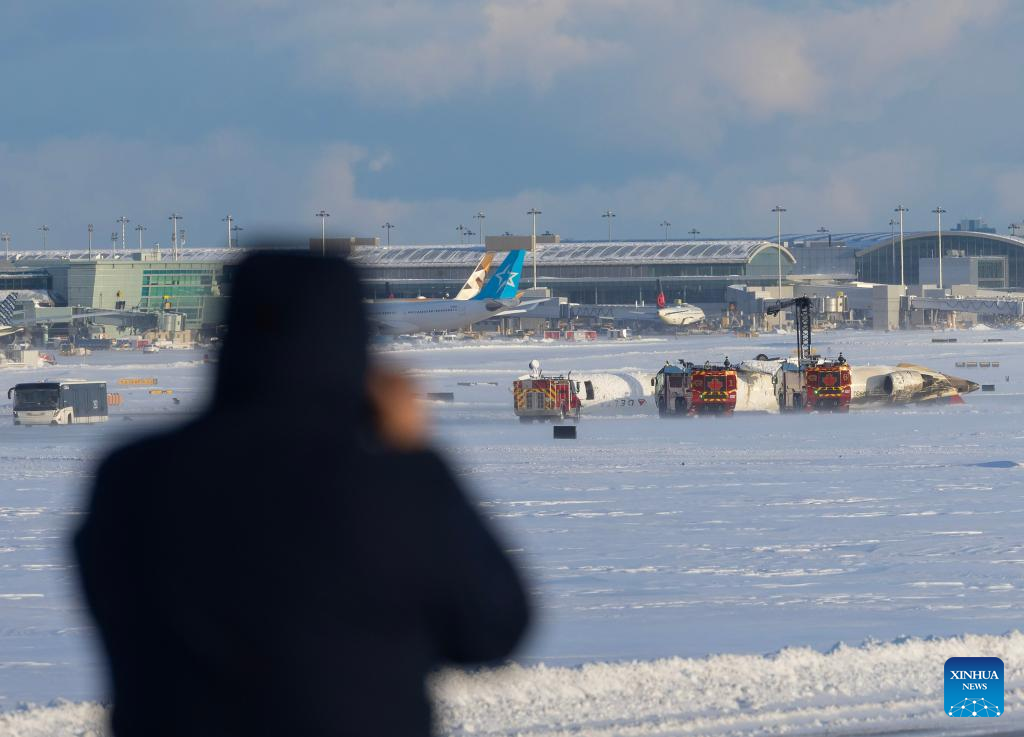 Plane overturns during landing at Toronto's Pearson airport