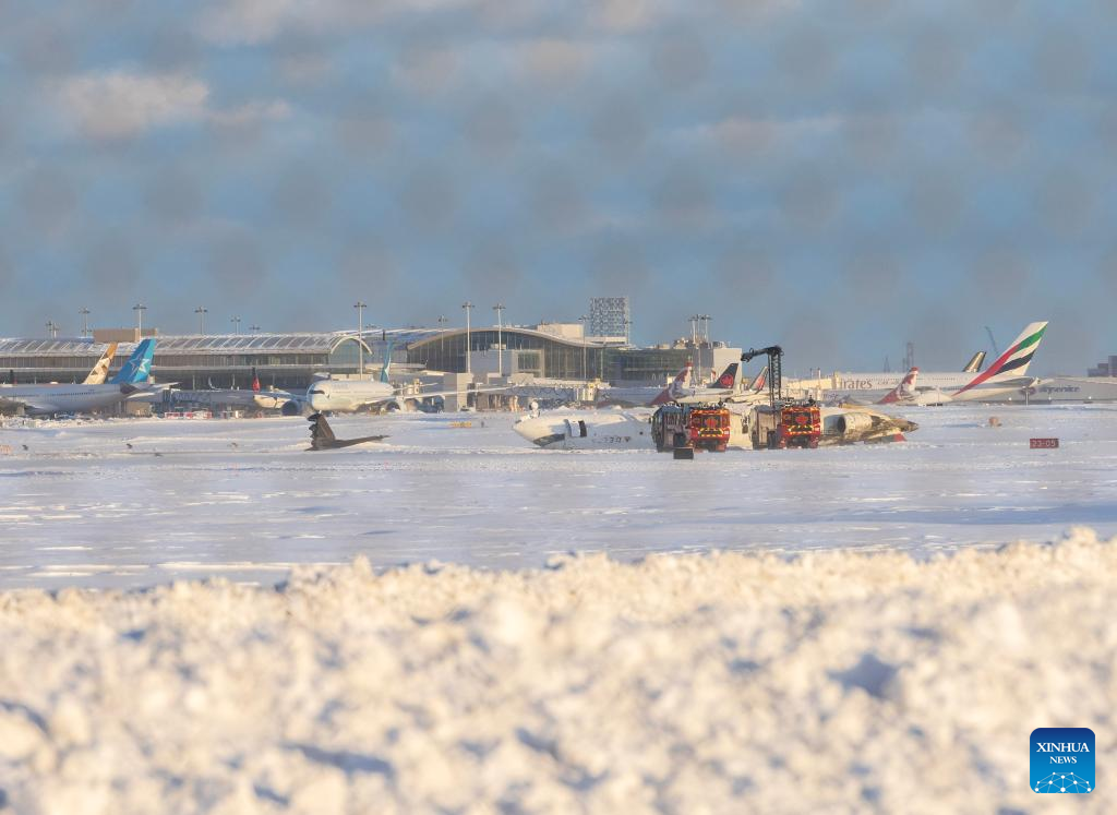 Plane overturns during landing at Toronto's Pearson airport