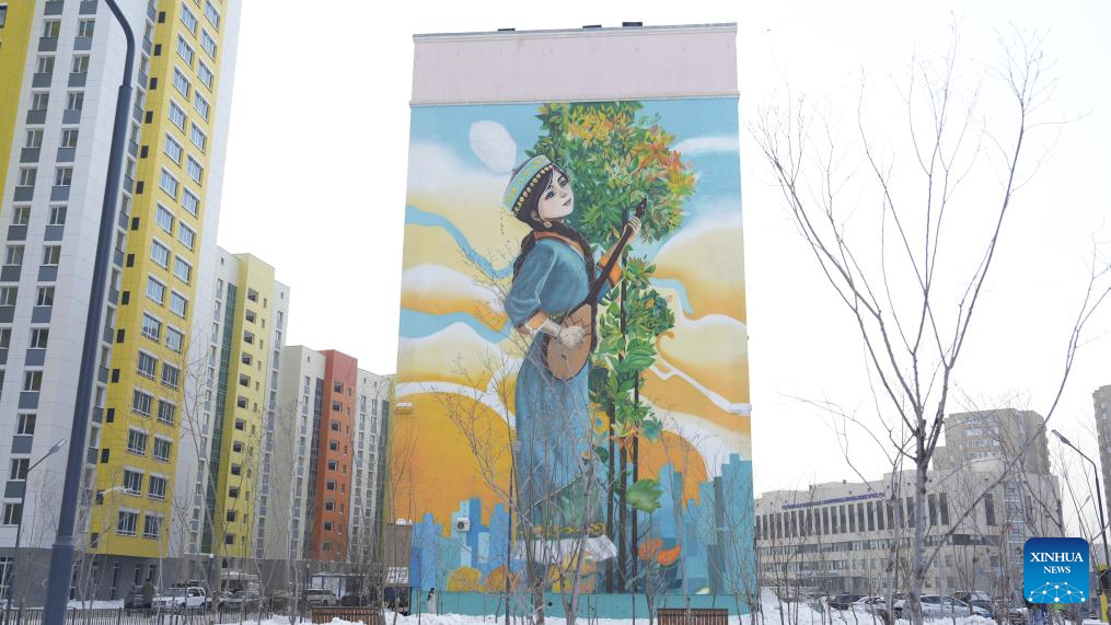 Wall-paintings seen in Astana, Kazakhstan