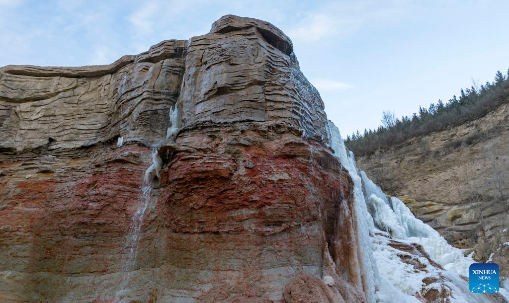 Scenery of Ruhe waterfall in NW China's Ningxia