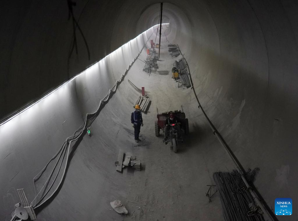 Construction underway at Hongmiao Station on Beijing Subway line 22 connecting Beijing, Hebei