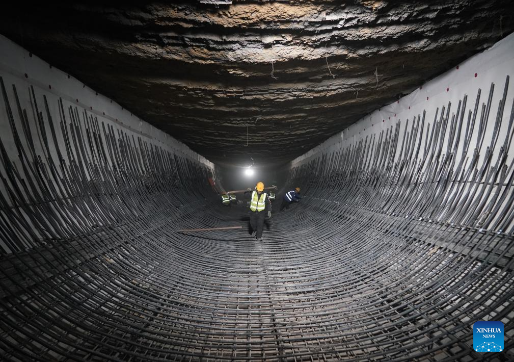 Construction underway at Hongmiao Station on Beijing Subway line 22 connecting Beijing, Hebei