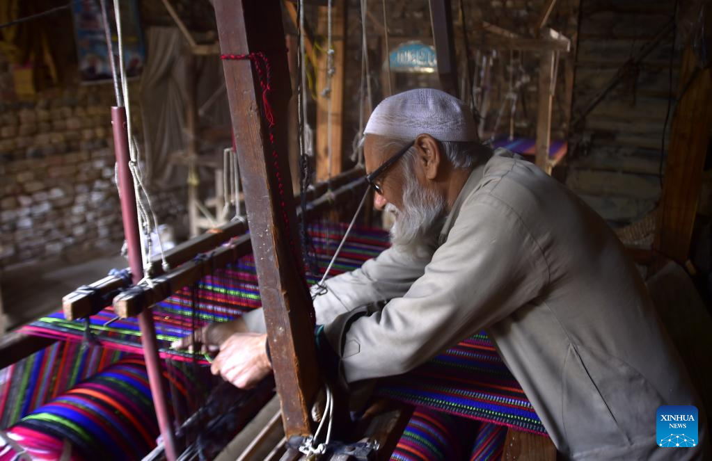 Traditional shawls displayed in Peshawar, Pakistan