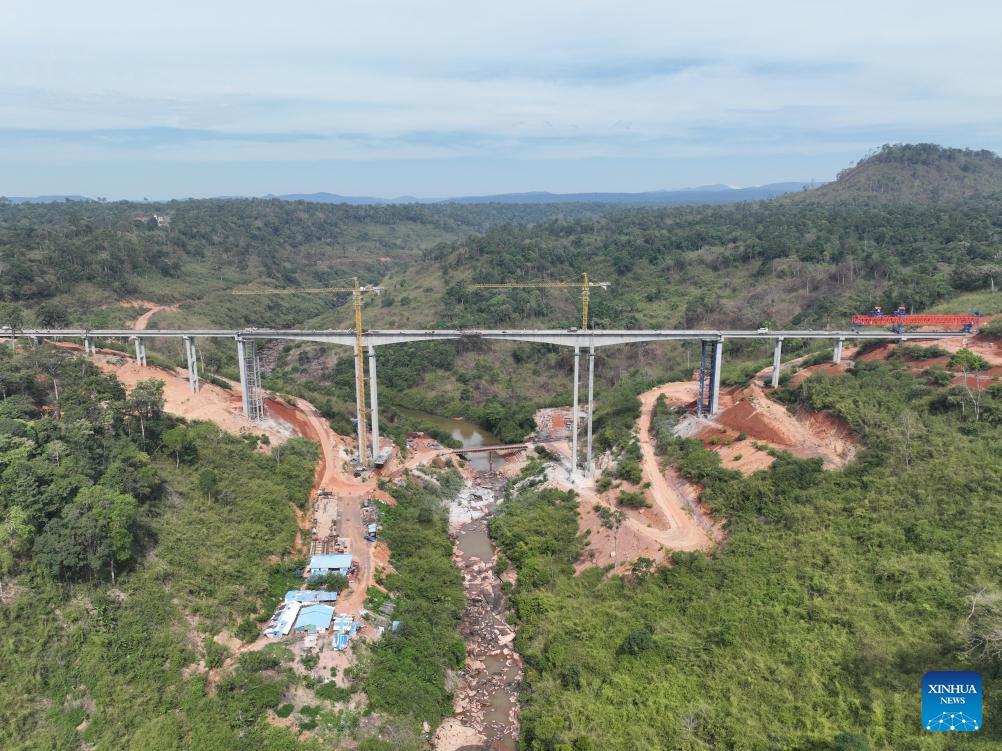 Cambodia's tallest bridge built by Chinese company makes major progress