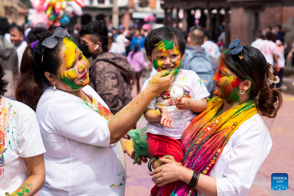 Holi Festival celebrated in Lalitpur, Nepal