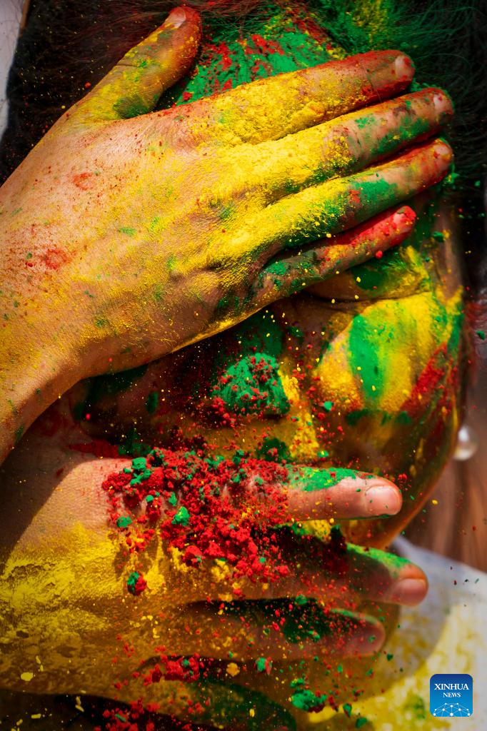 Holi Festival celebrated in Lalitpur, Nepal