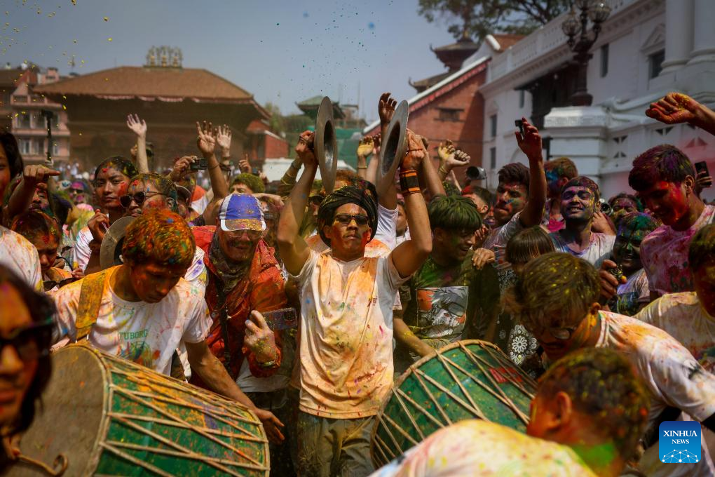 Holi Festival celebrated in Lalitpur, Nepal