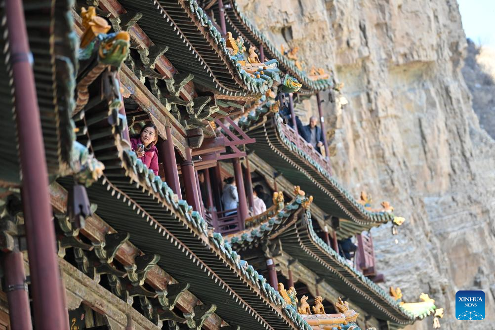 View of Hanging Temple in China's Shanxi