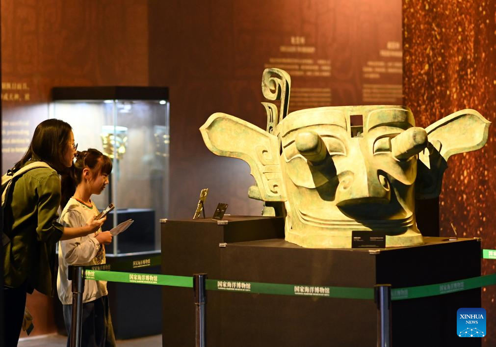 Immersive art exhibition of Sanxingdui opens in China's Tianjin