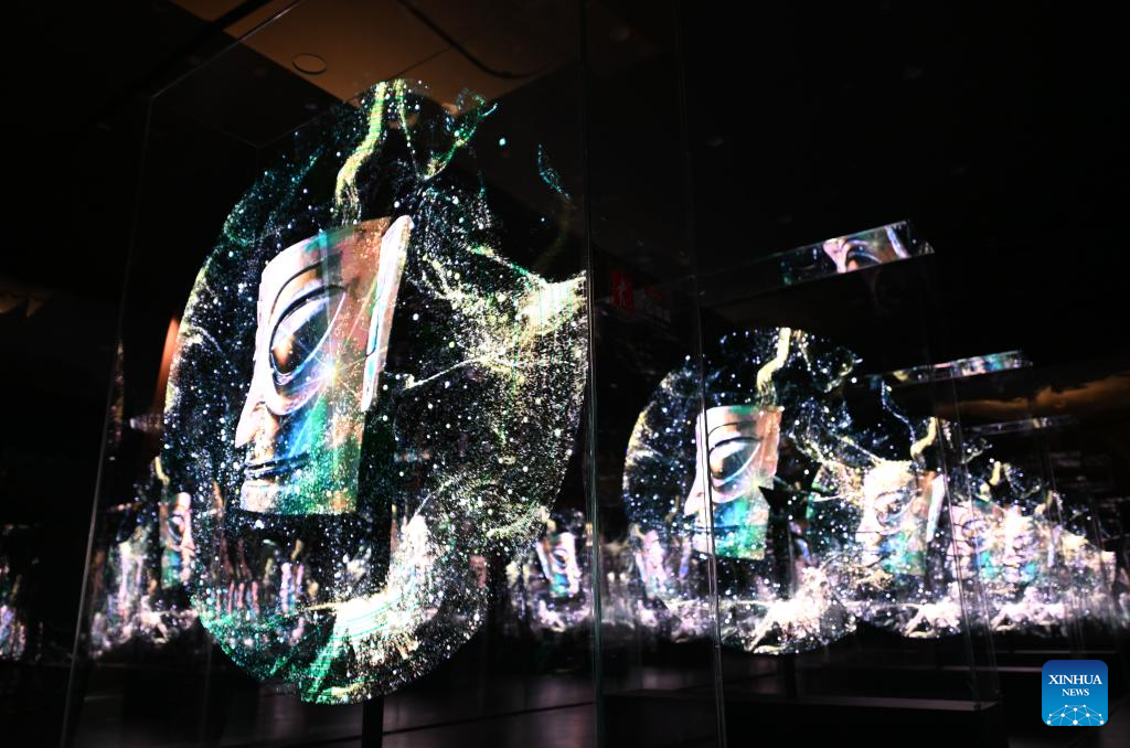 Immersive art exhibition of Sanxingdui opens in China's Tianjin