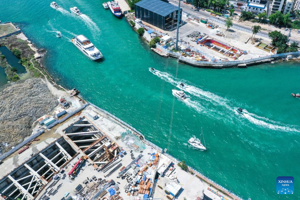 Sanya River estuary passage project under construction in China's Hainan