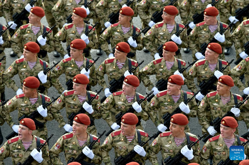 Rehearsal for Victory Day military parade held in Moscow, Russia