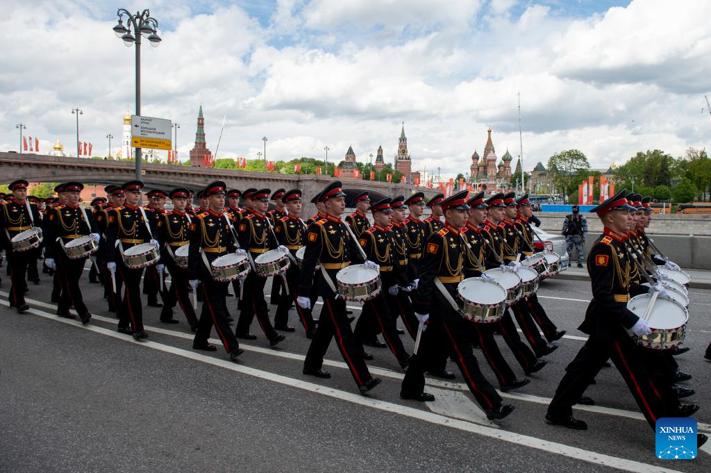 Rehearsal for Victory Day military parade held in Moscow, Russia