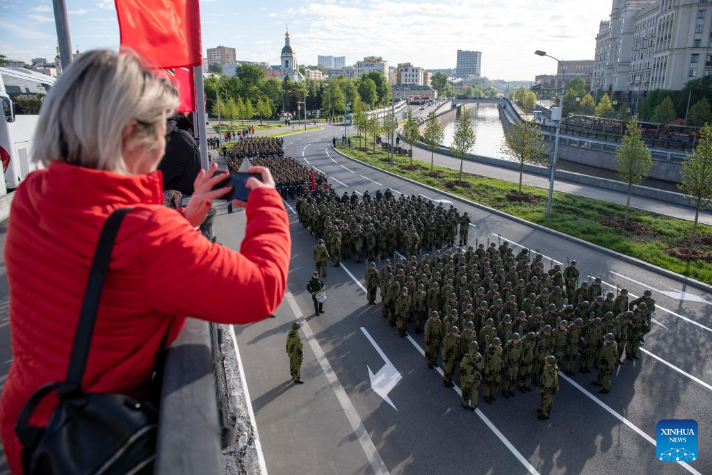 Rehearsal for Victory Day military parade held in Moscow, Russia