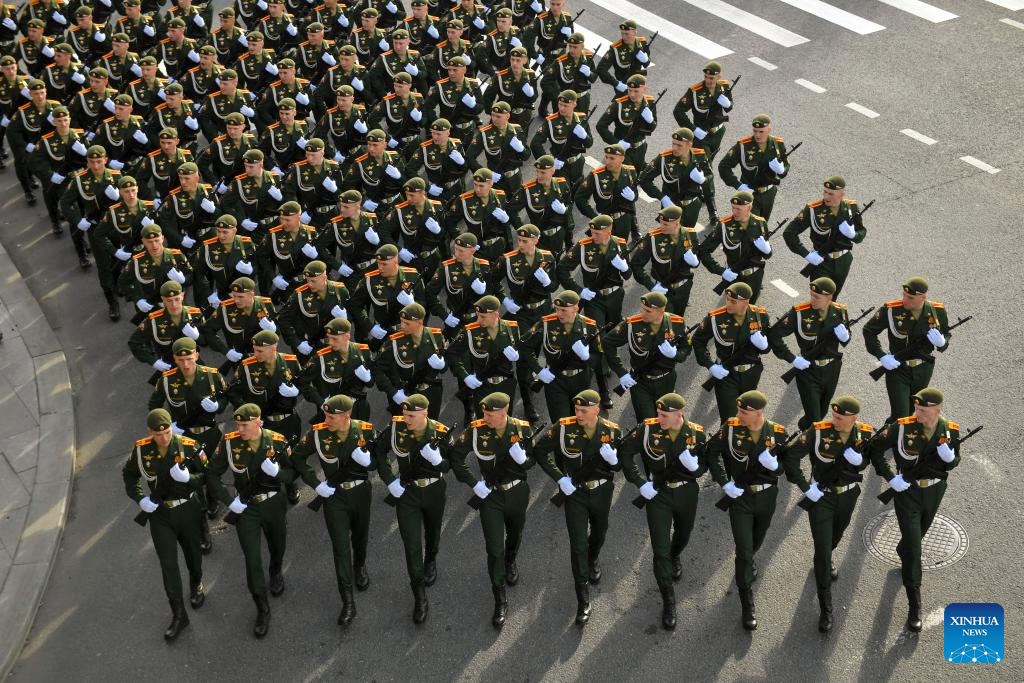 Rehearsal for Victory Day military parade held in Moscow, Russia