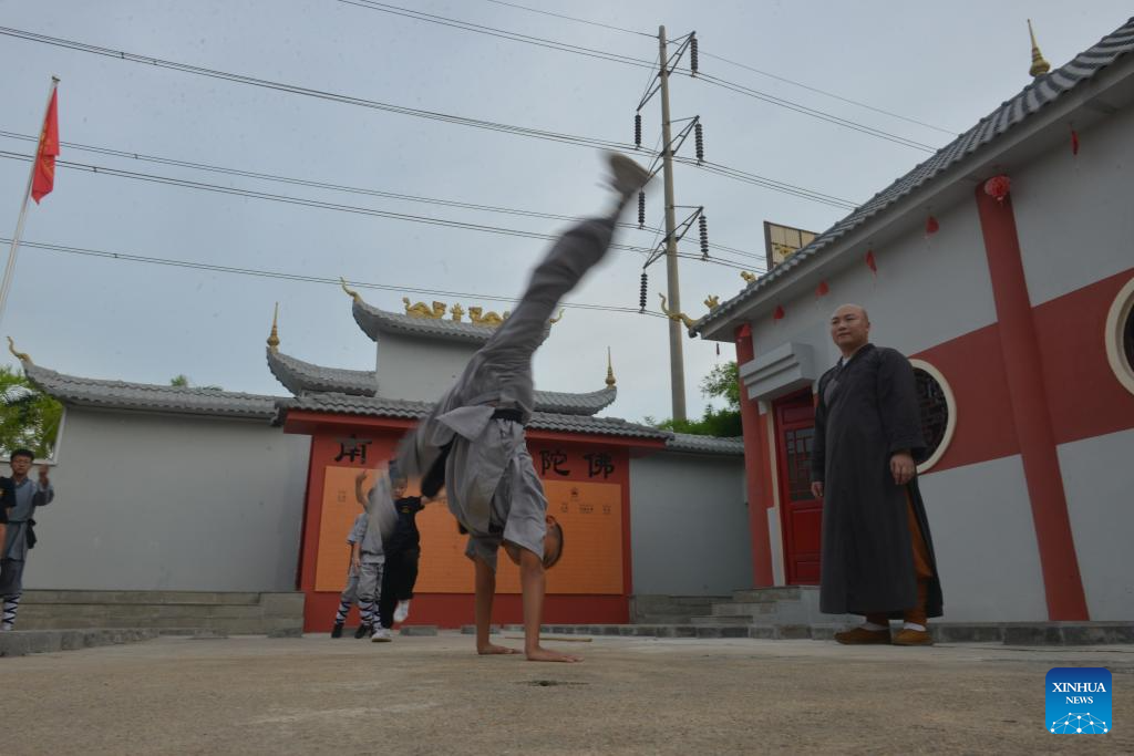 Students practice Shaolin Kung Fu in Phnom Penh, Cambodia