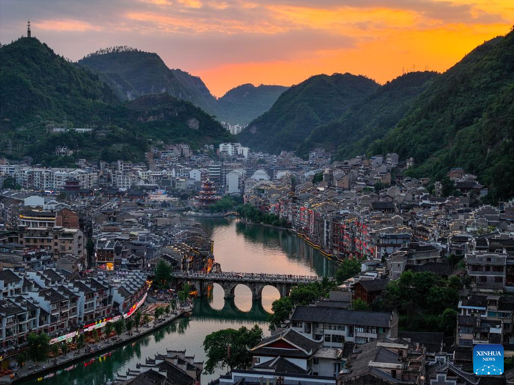 View of Zhenyuan ancient town in SW China