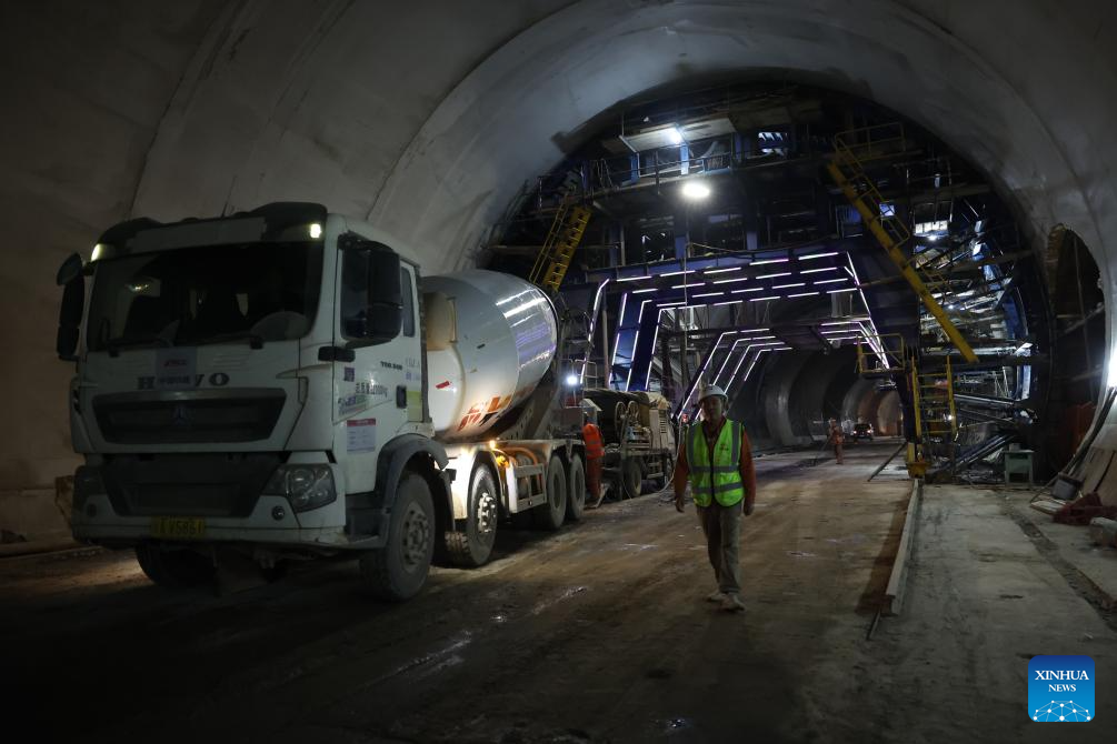 Zhaowan Tunnel of Lanzhou-Hezuo high-speed railway under construction in China's Gansu